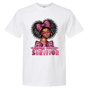 Breast Cancer Survivor Afro Queen Black Ribbon Garment-Dyed Heavyweight T-Shirt