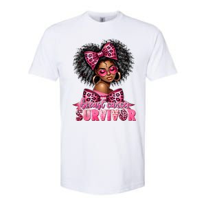 Breast Cancer Survivor Afro Queen Black Ribbon Softstyle CVC T-Shirt