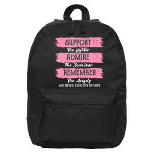 Breast Cancer Support Admire Honor Breast Cancer Awareness 16 in Basic Backpack