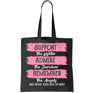 Breast Cancer Support Admire Honor Breast Cancer Awareness Tote Bag