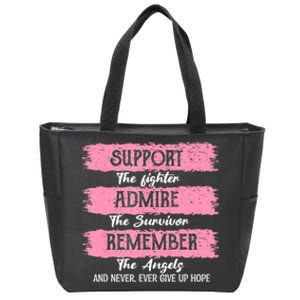 Breast Cancer Support Admire Honor Breast Cancer Awareness Zip Tote Bag