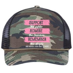 Breast Cancer Support Admire Honor Breast Cancer Awareness Retro Rope Trucker Hat Cap