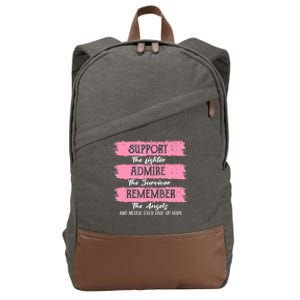 Breast Cancer Support Admire Honor Breast Cancer Awareness Cotton Canvas Backpack