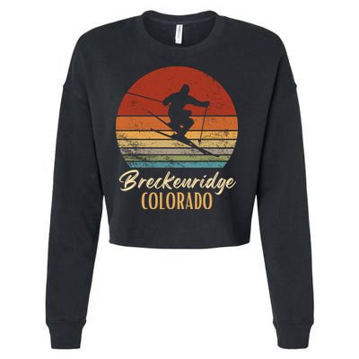 Breckenridge Colorado Skiing Vintage Mountain Ski Vacation Cropped Pullover Crew