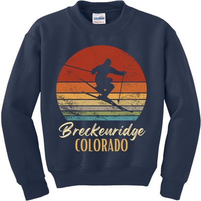 Breckenridge Colorado Skiing Vintage Mountain Ski Vacation Kids Sweatshirt