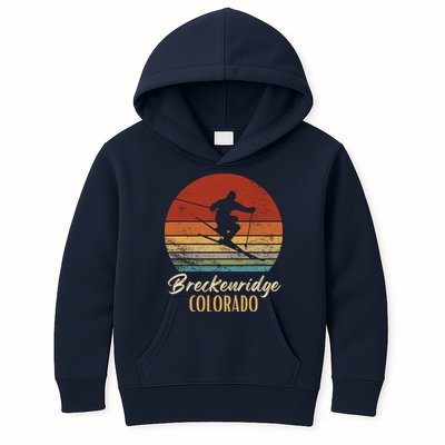 Breckenridge Colorado Skiing Vintage Mountain Ski Vacation Kids Hoodie