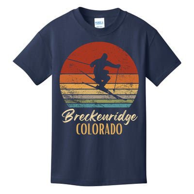 Breckenridge Colorado Skiing Vintage Mountain Ski Vacation Kids T-Shirt