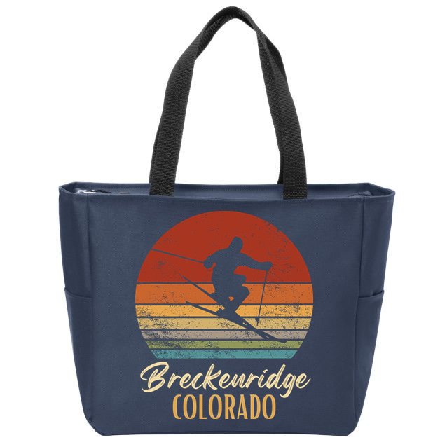 Breckenridge Colorado Skiing Vintage Mountain Ski Vacation Zip Tote Bag