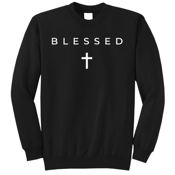 Blessed Cross Subtle Christian Minimalist Religious Faith Sweatshirt