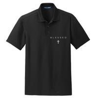 Blessed Cross Subtle Christian Minimalist Religious Faith Dry Zone Grid Polo