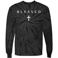 Blessed Cross Subtle Christian Minimalist Religious Faith Tie-Dye Long Sleeve Shirt