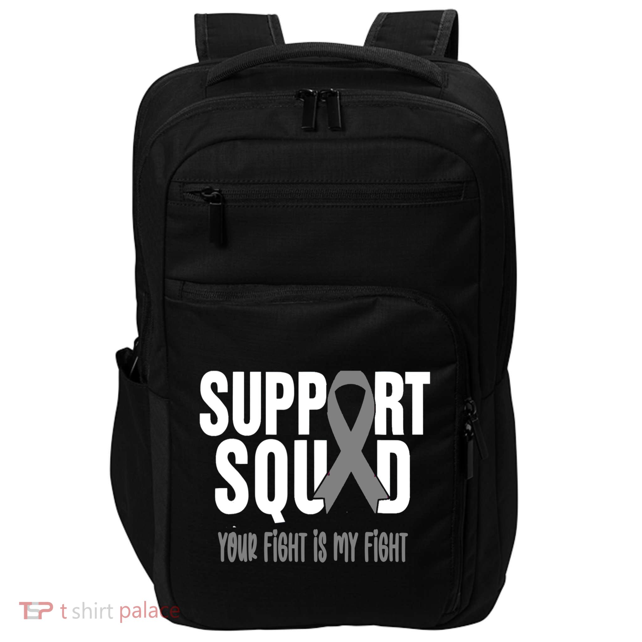 Brain Cancer Support Squad Brain Cancer Awareness Gift Impact Tech Backpack