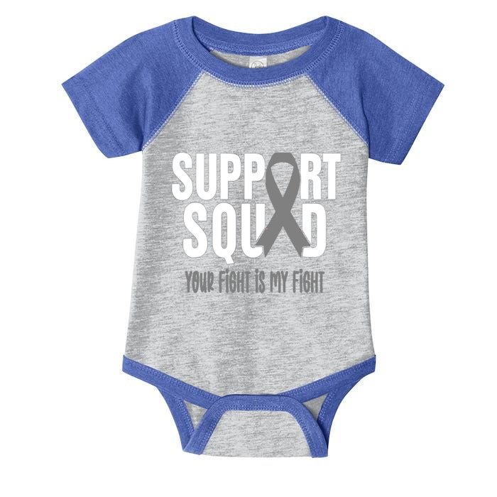 Brain Cancer Support Squad Brain Cancer Awareness Gift Infant Baby Jersey Bodysuit