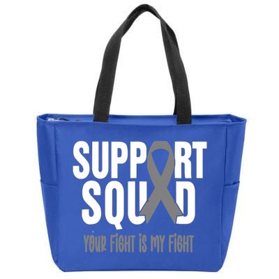 Brain Cancer Support Squad Brain Cancer Awareness Gift Zip Tote Bag