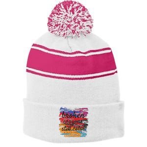 Broken Crayons Still Broken Crayons Still Stripe Pom Pom Beanie