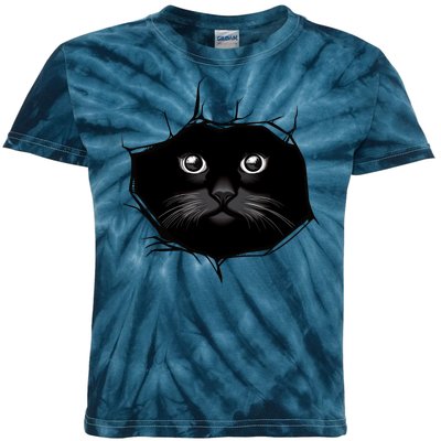 Black Cat Stares At You Cat Eyes Kids Tie-Dye T-Shirt