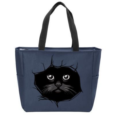 Black Cat Stares At You Cat Eyes Zip Tote Bag