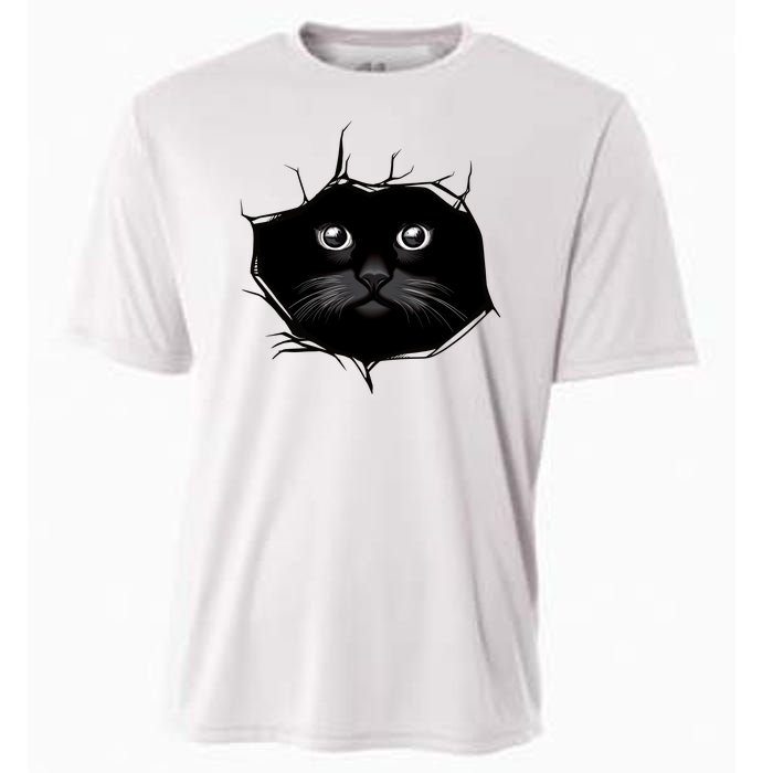 Black Cat Stares At You Cat Eyes Cooling Performance Crew T-Shirt