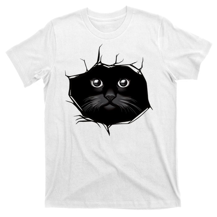 Black Cat Stares At You Cat Eyes T-Shirt