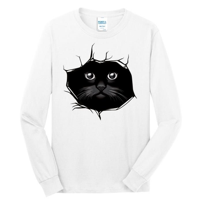 Black Cat Stares At You Cat Eyes Tall Long Sleeve T-Shirt