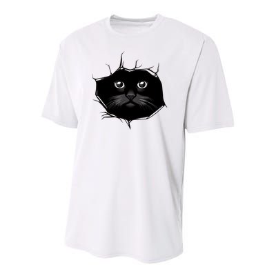 Black Cat Stares At You Cat Eyes Youth Performance Sprint T-Shirt