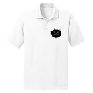 Black Cat Stares At You Cat Eyes PosiCharge RacerMesh Polo