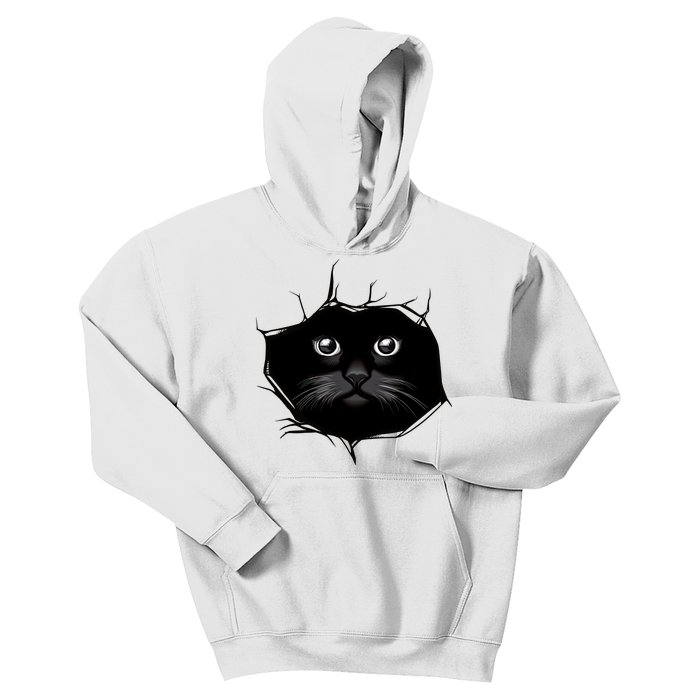 Black Cat Stares At You Cat Eyes Kids Hoodie