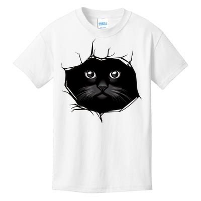 Black Cat Stares At You Cat Eyes Kids T-Shirt