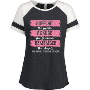 Breast Cancer Support Admire Honor Breast Cancer Awareness Enza Ladies Jersey Colorblock Tee