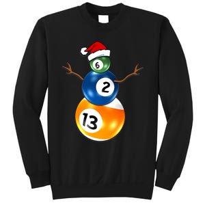 Billiards Christmas Snowman With Pool Table Balls Sweatshirt