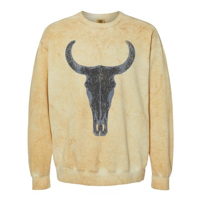 Boho Cow Skull Western Steer Skull Cowgirl Rancher Colorblast Crewneck Sweatshirt