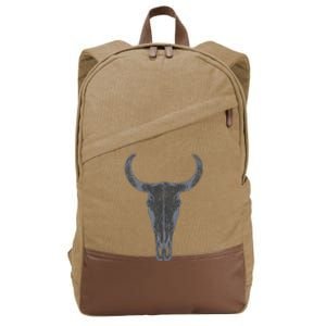 Boho Cow Skull Western Steer Skull Cowgirl Rancher Cotton Canvas Backpack