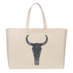 Boho Cow Skull Western Steer Skull Cowgirl Rancher Cotton Canvas Jumbo Tote