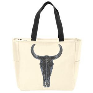 Boho Cow Skull Western Steer Skull Cowgirl Rancher Zip Tote Bag