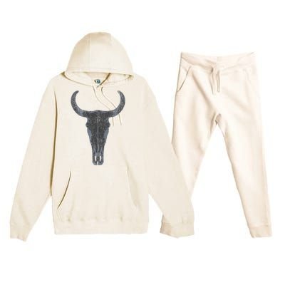 Boho Cow Skull Western Steer Skull Cowgirl Rancher Premium Hooded Sweatsuit Set