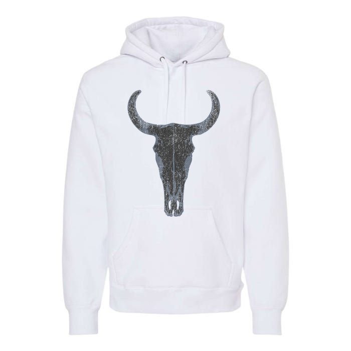 Boho Cow Skull Western Steer Skull Cowgirl Rancher Premium Hoodie