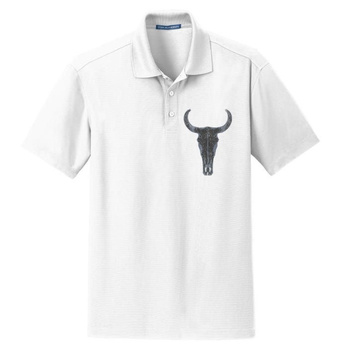 Boho Cow Skull Western Steer Skull Cowgirl Rancher Dry Zone Grid Polo