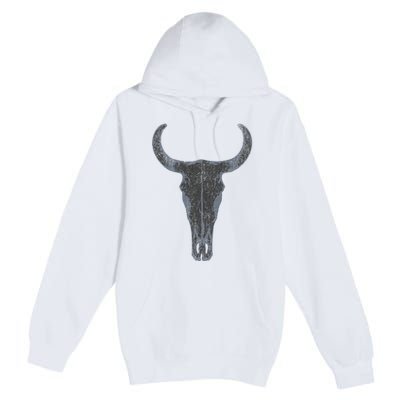 Boho Cow Skull Western Steer Skull Cowgirl Rancher Premium Pullover Hoodie