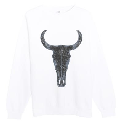 Boho Cow Skull Western Steer Skull Cowgirl Rancher Premium Crewneck Sweatshirt