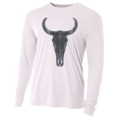 Boho Cow Skull Western Steer Skull Cowgirl Rancher Cooling Performance Long Sleeve Crew