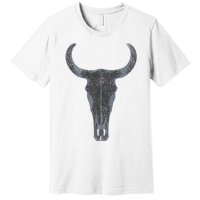 Boho Cow Skull Western Steer Skull Cowgirl Rancher Premium T-Shirt