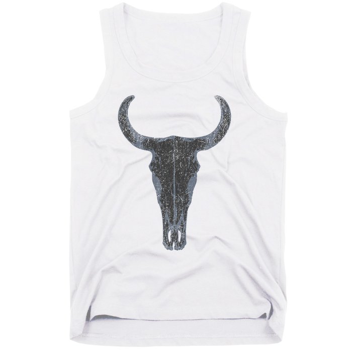 Boho Cow Skull Western Steer Skull Cowgirl Rancher Tank Top