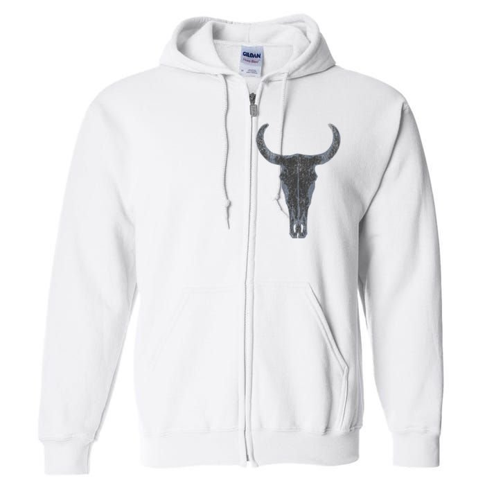 Boho Cow Skull Western Steer Skull Cowgirl Rancher Full Zip Hoodie