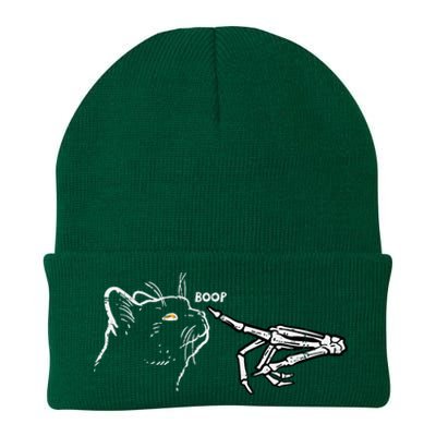 Black Cat Skeleton Hand Boop Halloween Pet Knit Cap Winter Beanie