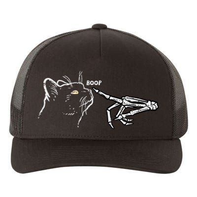 Black Cat Skeleton Hand Boop Halloween Pet Yupoong Adult 5-Panel Trucker Hat