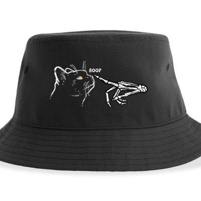 Black Cat Skeleton Hand Boop Halloween Pet Sustainable Bucket Hat