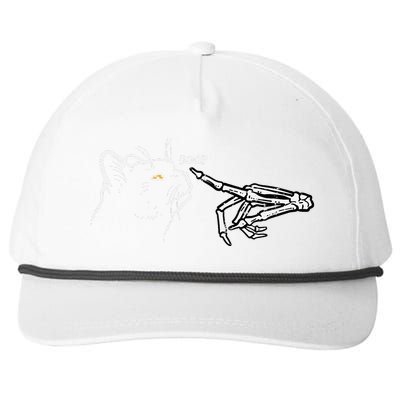 Black Cat Skeleton Hand Boop Halloween Pet Snapback Five-Panel Rope Hat