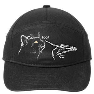 Black Cat Skeleton Hand Boop Halloween Pet 7-Panel Snapback Hat