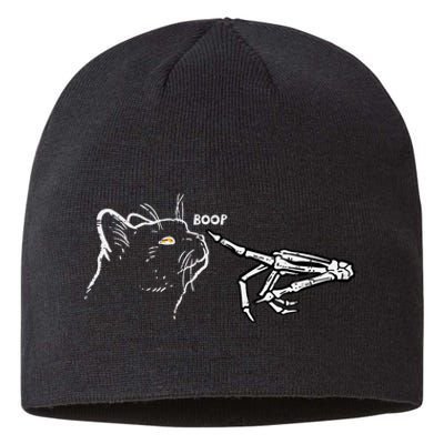 Black Cat Skeleton Hand Boop Halloween Pet Sustainable Beanie