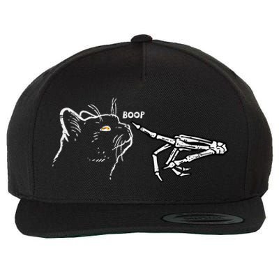 Black Cat Skeleton Hand Boop Halloween Pet Wool Snapback Cap